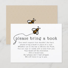 Honey Bee Baby Shower - Bring A Book Insert インビテーションポストカード