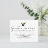 Honey Bee Baby Shower - Bring A Book Insert インビテーションポストカード (スタンド正面)