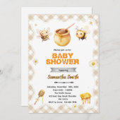 Honey bee baby shower invitation 招待状 (正面/裏面)