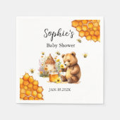 Honey Bee Bear Baby Shower スタンダードカクテルナプキン (正面)