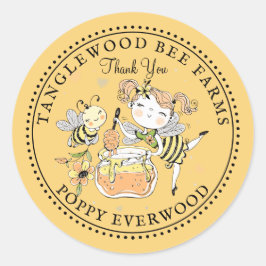 Honey Bee Beekeeper Honey Products Thank You ラウンドシール