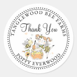 Honey Bee Beekeeper Honey Products Thank You ラウンドシール
