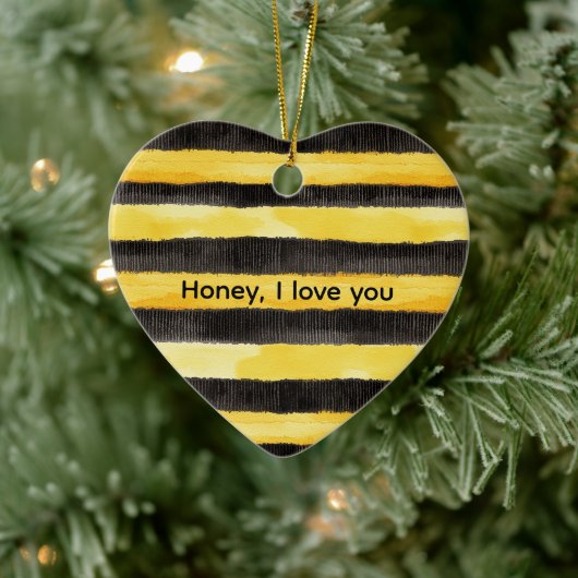 Honey Bee Black Gold Yellow Christmas セラミックオーナメント (ツリー)