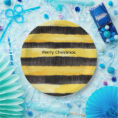 Honey Bee Black Gold Yellow Christmas ペーパープレート (パーティー)