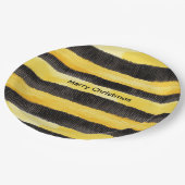 Honey Bee Black Gold Yellow Christmas ペーパープレート (アングル)