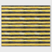 Honey Bee Black Gold Yellow Christmas ラッピングペーパー (フラット)