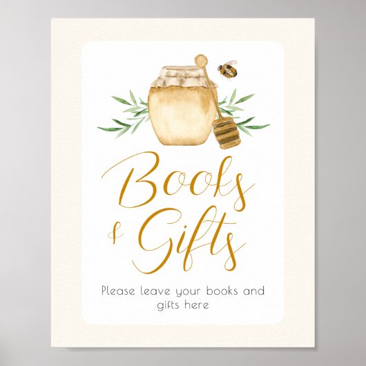 Honey Bee Books And Gifts Baby Shower Table Sign ポスター (正面)