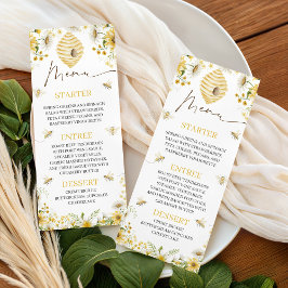 Honey Bee Botanical Floral Shower Menu メニュー