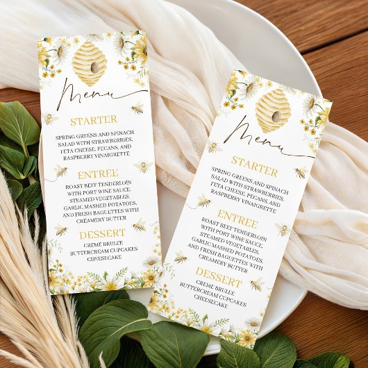 Honey Bee Botanical Floral Shower Menu メニュー