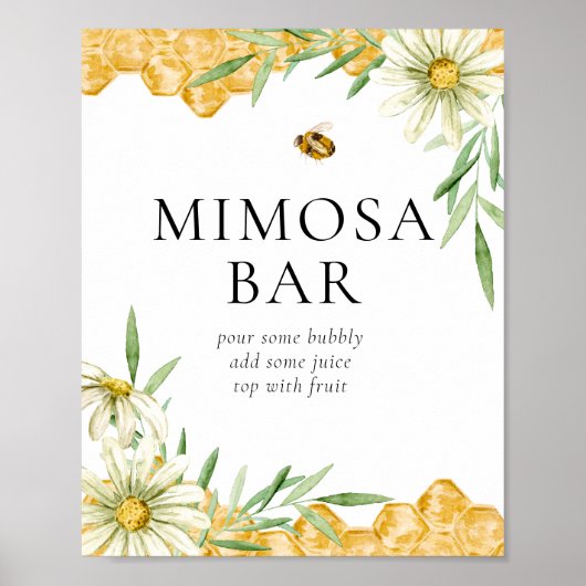 Honey Bee Bridal Mimosa Bar Drink Station Sign ポスター (正面)