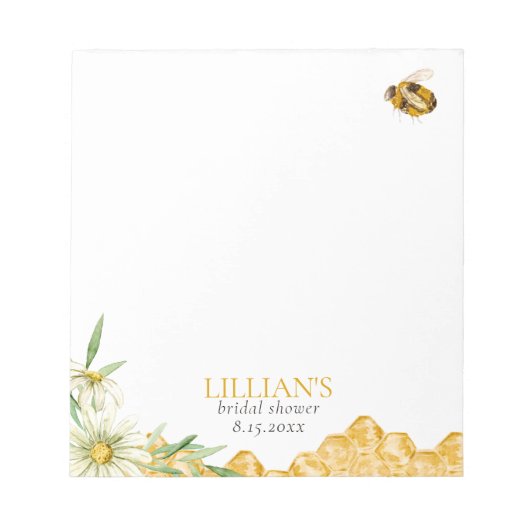 Honey Bee Bridal Shower Favor Notepad ノートパッド (正面)