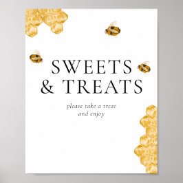 Honey Bee Bridal Shower Sweets & Treats Table Sign ポスター