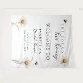 Honey Bee Classy Bridal Shower Fabric Welcome Sign タペストリー (正面(横))