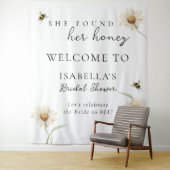 Honey Bee Classy Bridal Shower Fabric Welcome Sign タペストリー (インサイチュ)