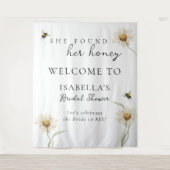 Honey Bee Classy Bridal Shower Fabric Welcome Sign タペストリー (正面)