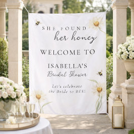 Honey Bee Classy Bridal Shower Fabric Welcome Sign タペストリー