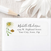 Honey Bee Daisy Bridal Shower Return Address Label ラベル (インサイチュ)