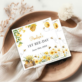 Honey Bee Flower Birthday Baby Shower スタンダードカクテルナプキン