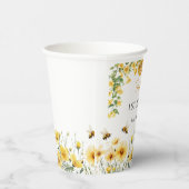 Honey Bee Flower Birthday Baby Shower 紙コップ (右)
