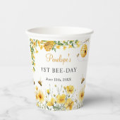 Honey Bee Flower Birthday Baby Shower 紙コップ (正面)