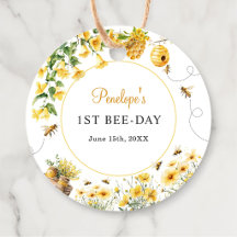 Honey Bee Flower Birthday Baby Shower Favor Tags