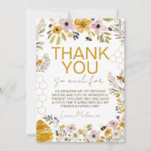 Honey Bee Garden Birthday Thank You Card 招待状 (正面)