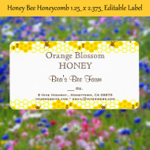 Honey Bee Hannium 1.25インチx 2.375インチ編集可能ラベル