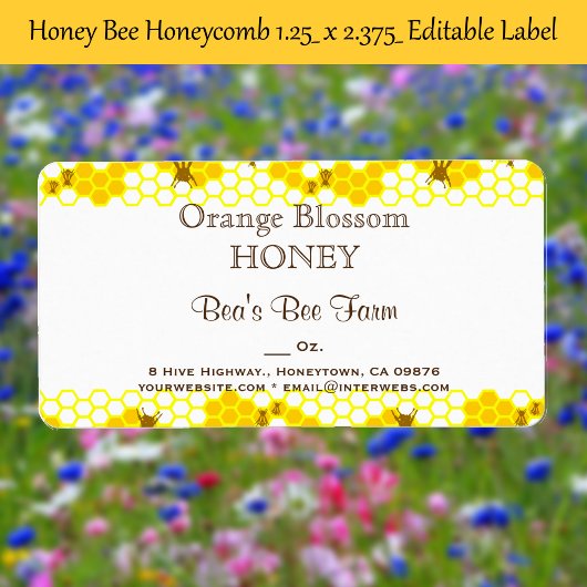 Honey Bee Hannium 1.25インチx 2.375インチ編集可能ラベル ラベル