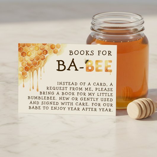 Honey Bee Honeycomb Baby Shower Book Request エンクロージャーカード