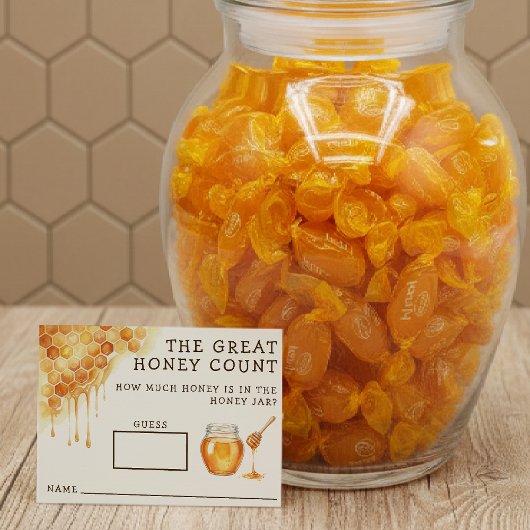 Honey Bee Honeycomb Baby Shower Guess How Many エンクロージャーカード