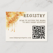 Honey Bee Honeycomb Baby Shower QR Code Registry エンクロージャーカード (正面)