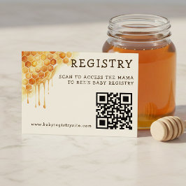 Honey Bee Honeycomb Baby Shower QR Code Registry エンクロージャーカード