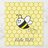 Honey Bee Honeycomb Drawing Personalized ワインラベル (シングルラベル)
