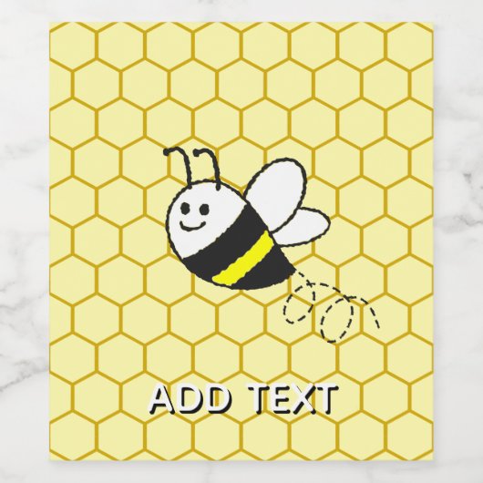 Honey Bee Honeycomb Drawing Personalized ワインラベル (シングルラベル)