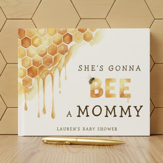 Honey Bee Honeycomb Watercolor Baby Shower ゲストブック