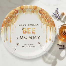Honey Bee Honeycomb Watercolor Baby Shower ペーパープレート