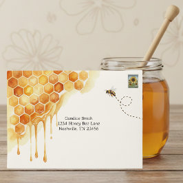 Honey Bee Honeycomb Watercolor Bumblebee 封筒