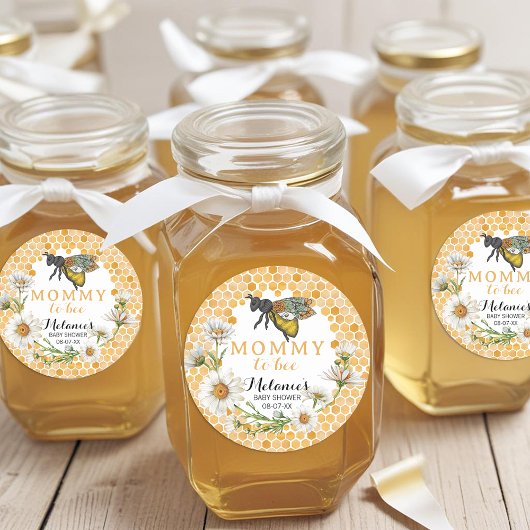 Honey Bee Mommy to Bee Baby Showerステッカー | フローラ ラウンドシール