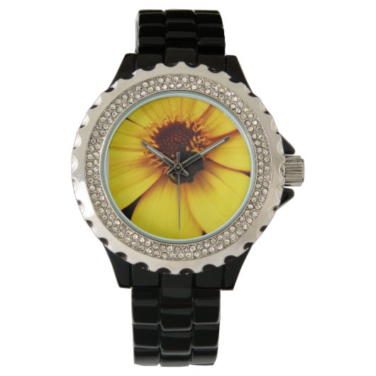 Honey bee ON A Yellow bloom Watch Watch 腕時計 (正面)
