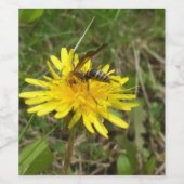 Honey Bee on Dandelion Flower Wine Label ワインラベル (シングルラベル)