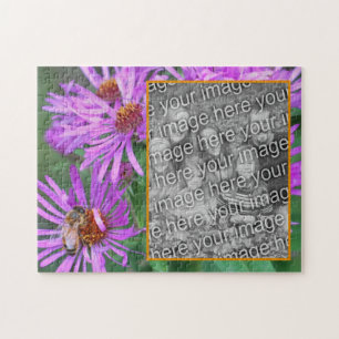 Honey Bee On Pink Aster Flower写真を追加 ジグソーパズル