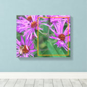 Honey Bee Pink Aster Flower Create Your Own Photo キャンバスプリント (インサイチュ (ウッドフロア))