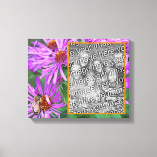 Honey Bee Pink Aster Flower Create Your Own Photo キャンバスプリント