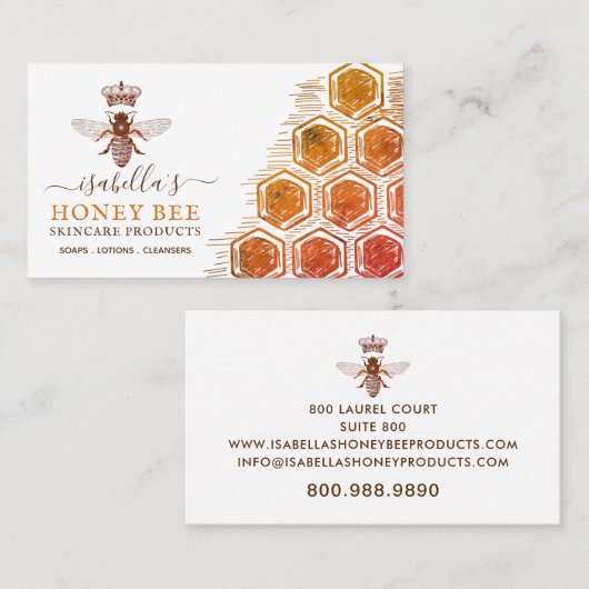 Honey Bee Skincare Amber Products名刺 名刺 (正面/裏面)