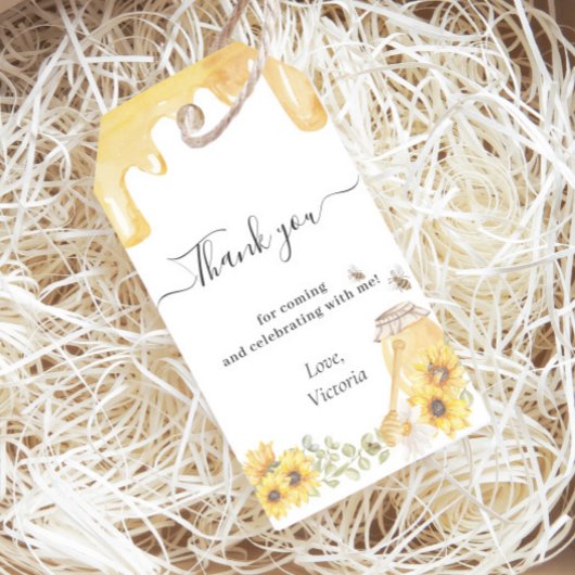 Honey Bee Sunflowers Gender Reveal You ギフトタグ