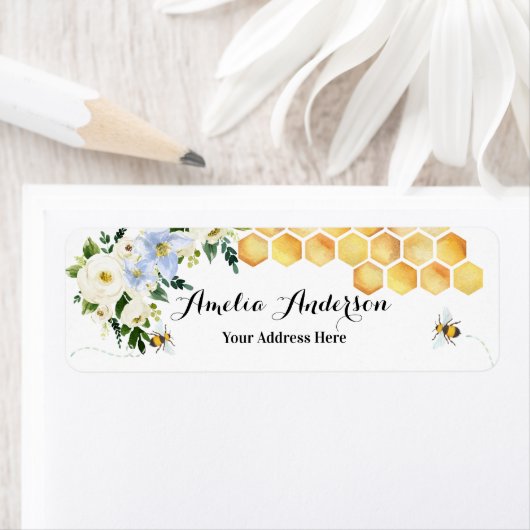 Honey Bee Theme Return Address Labels ラベル (インサイチュ)