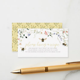 Honey Bee Wildflower Bridal Shower Recipe Request エンクロージャーカード