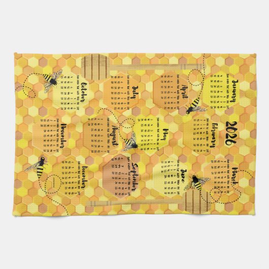Honey Bees 2026カレンダー キッチンタオル (横)