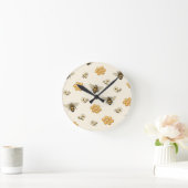 Honey Bees and Honeycomb Seamless Pattern ラウンド壁時計 (ホーム)
