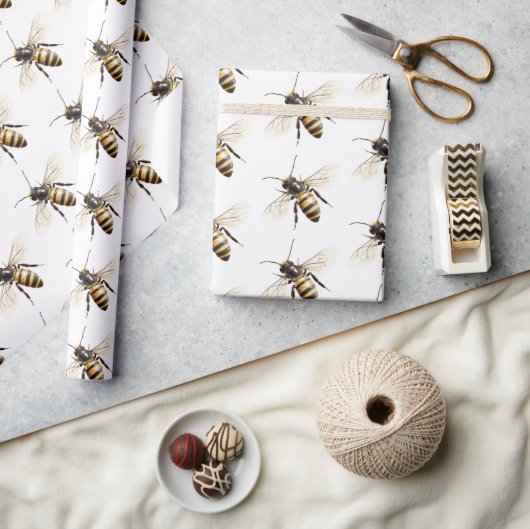 Honey Bees Birthday ラッピングペーパー (クラフト)
